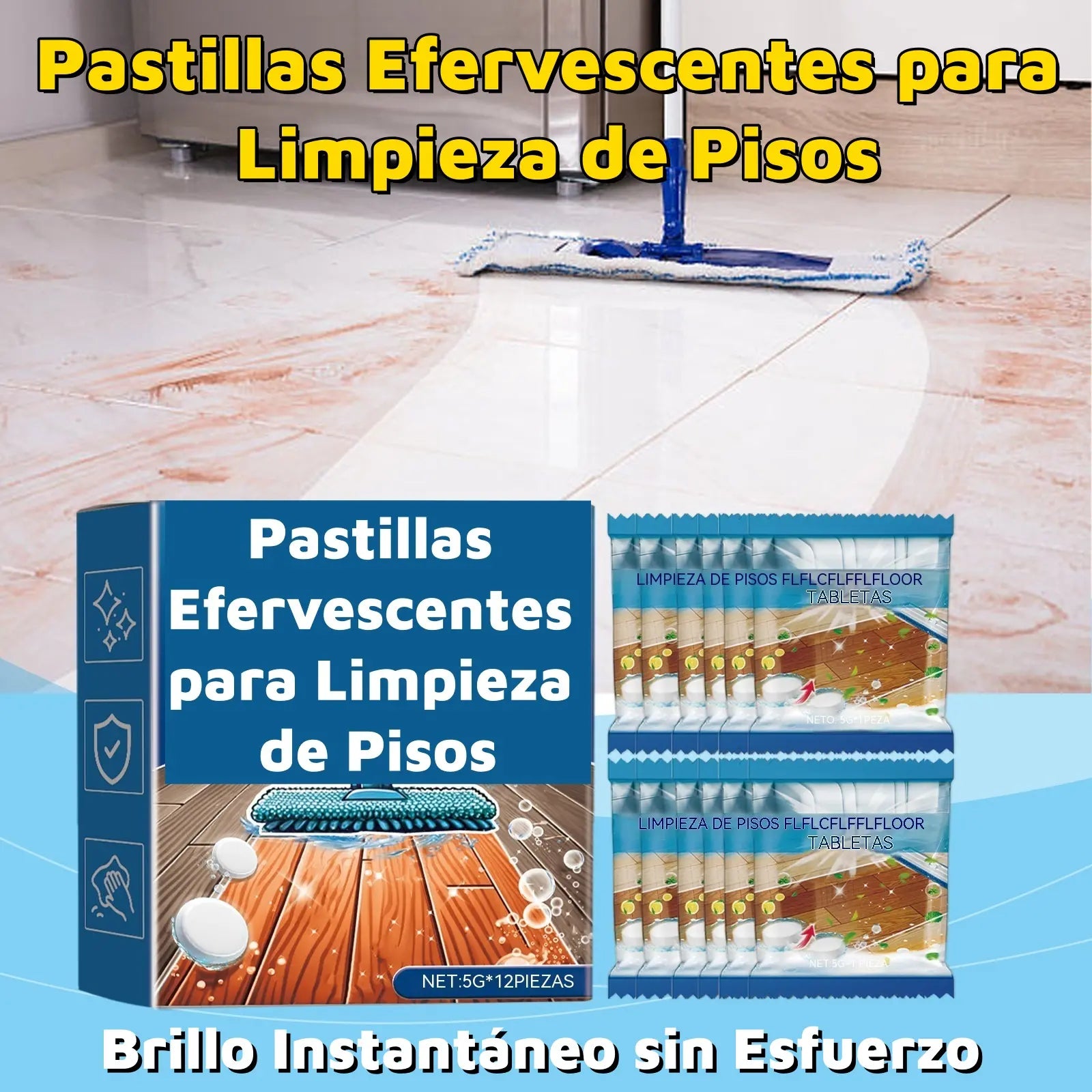 ✨【Compra uno y llévate otro gratis】Pastillas efervescentes para limpiar suelos: eliminan manchas, incrustaciones, dan brillo y abrillantan.