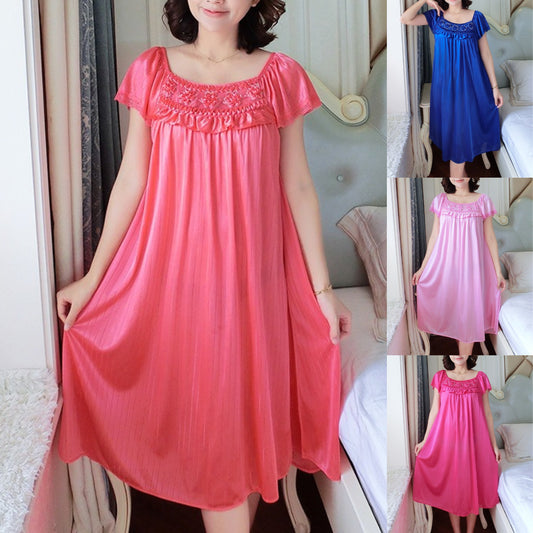 【M-2XL】Camisón de verano para casa, pijama largo de seda helada fino y agradable para la piel