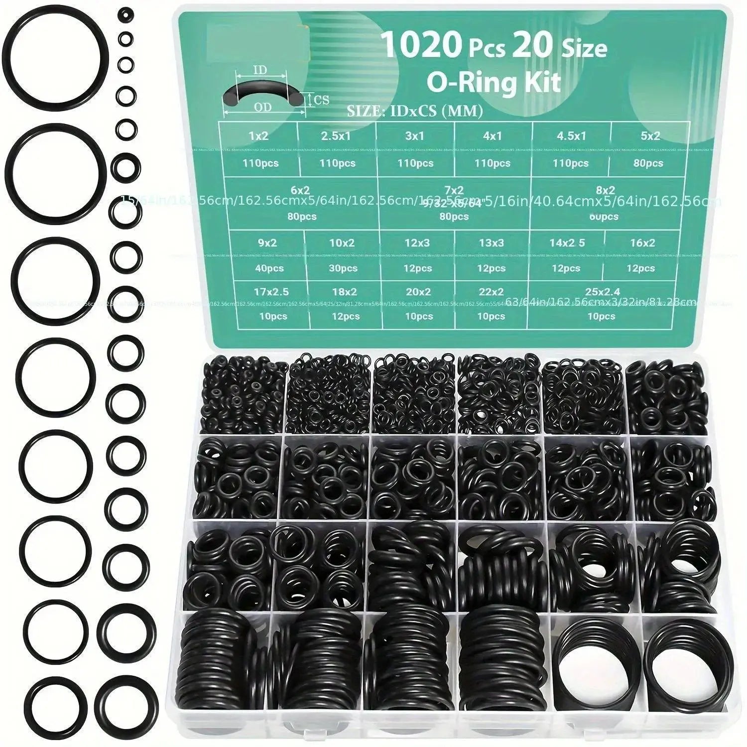 【375 piezas】Juego de 25 tipos de juntas tóricas: ideal para fontanería, automoción y reparaciones domésticas.