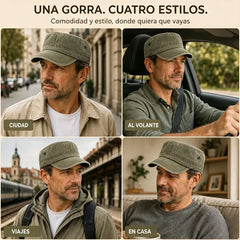 Gorra de cadete militar lavado, estilo vintage, para mujeres y hombres