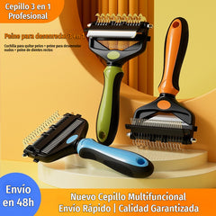 🐶🐱 Herramienta plegable 3 en 1 para eliminar y limpiar el pelo de las mascotas