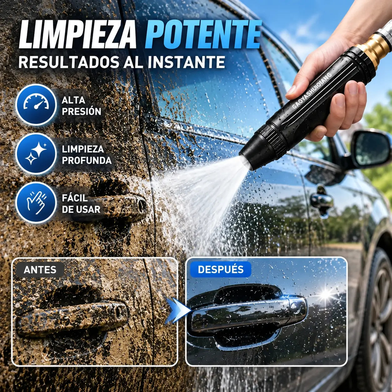 Último día con 55% de descuento: 【2 juegos】Pistola pulverizadora de alta presión para uso doméstico
