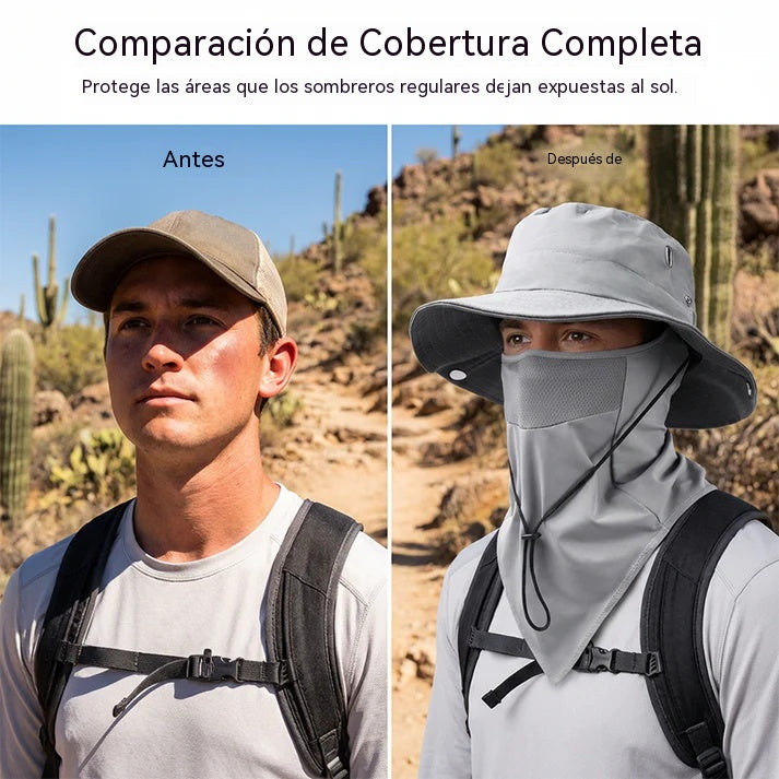 Gorro de pescador transpirable con mascarilla facial desmontable