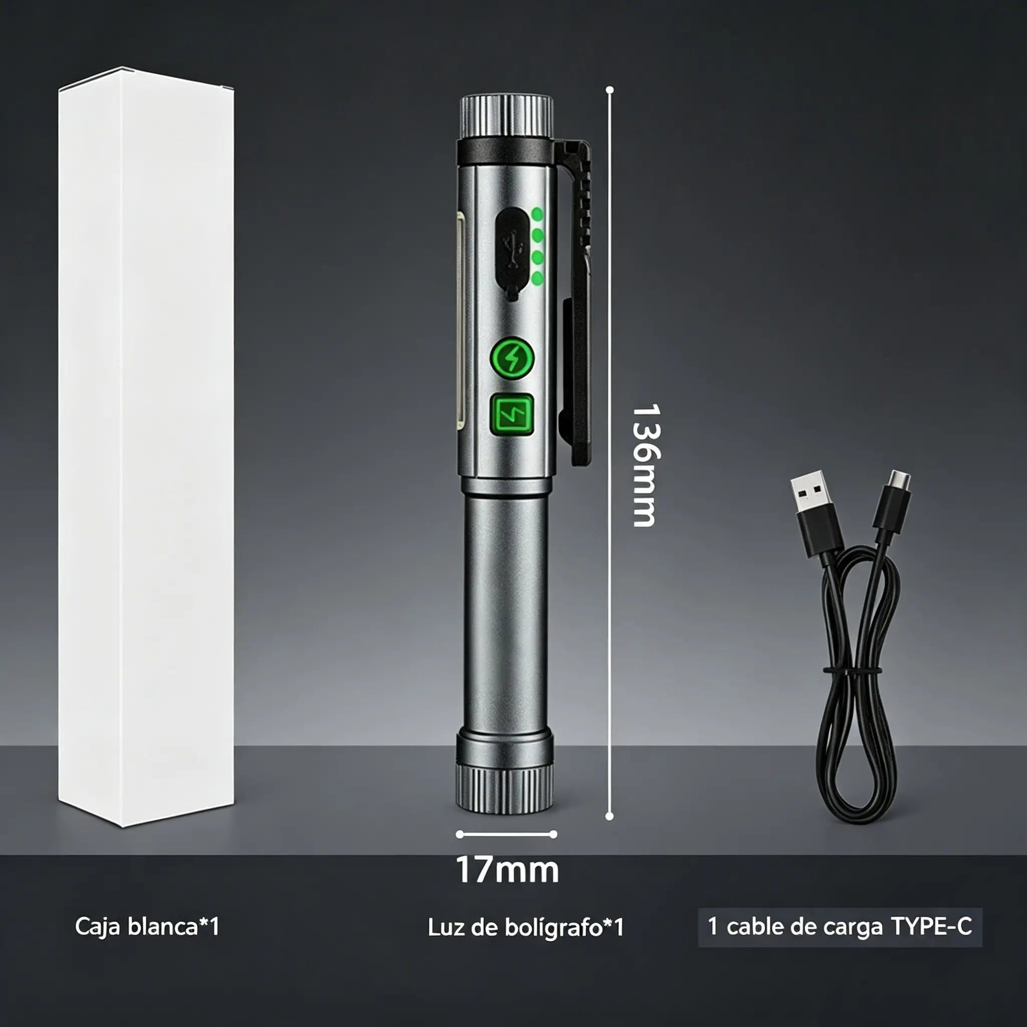🔦 Linterna de trabajo recargable con doble luz | Enfoca e ilumina con un solo clic, luz focal + luz amplia COB, ideal para reparaciones