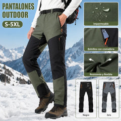 【S-5XL】Pantalones de senderismo para hombre, suaves, impermeables, a prueba de viento, transpirables, cálidos y gruesos, de polar para deportes al aire libre.