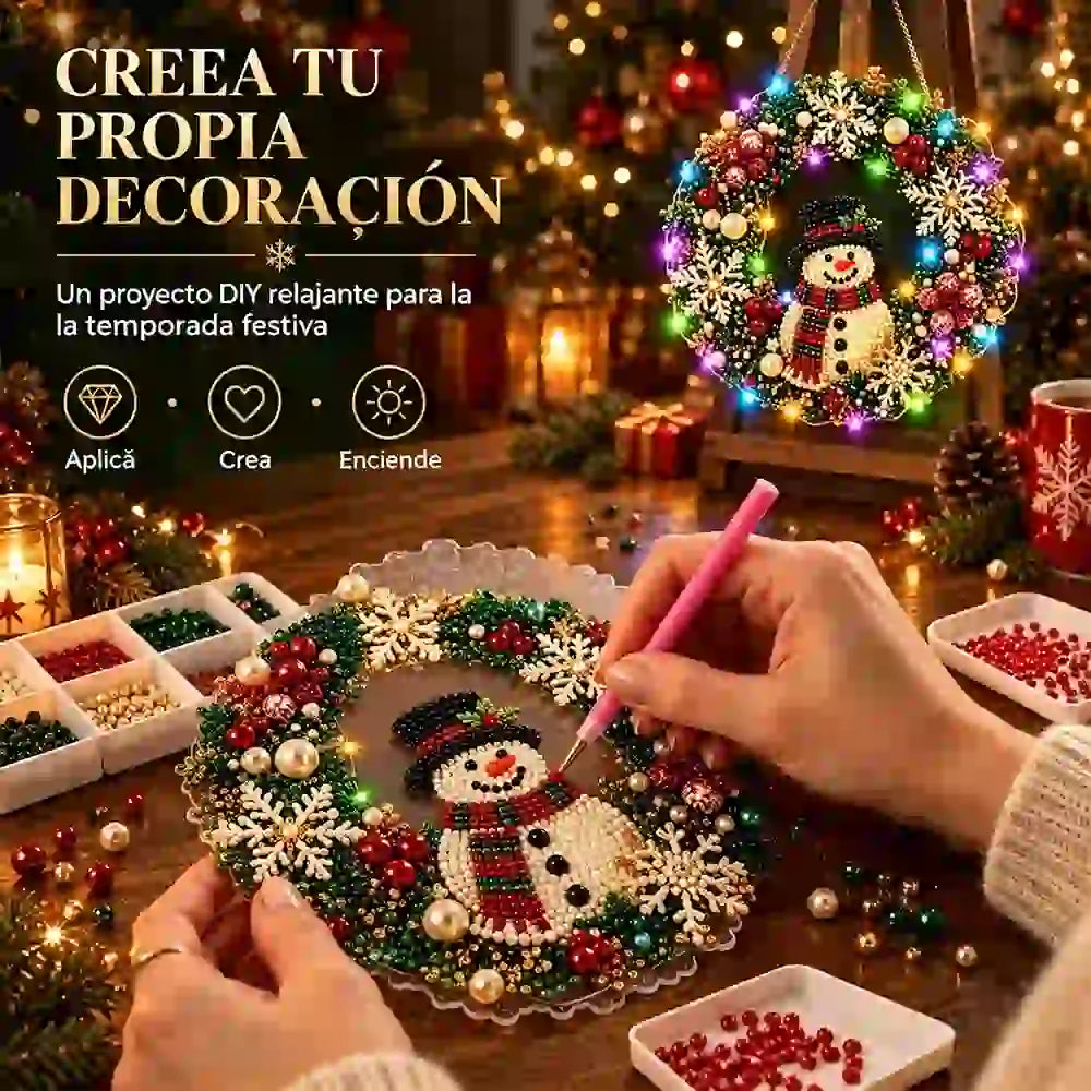 🎄✨ Kit DIY de Atrapaluz Navideño con Perlas y Diamantes | Adorno Colgante con Luces LED | Manualidades Creativas para Navidad 💎