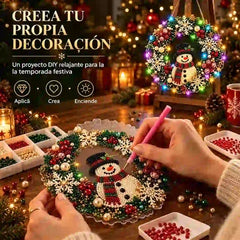 🎄✨ Kit DIY de Atrapaluz Navideño con Perlas y Diamantes | Adorno Colgante con Luces LED | Manualidades Creativas para Navidad 💎