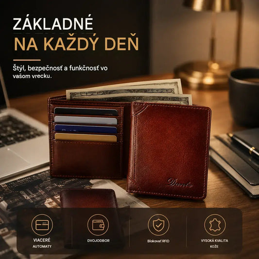 Nueva cartera antirrobo de cuero genuino para hombre
