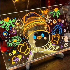 🎨💡✏️🔥Oferta por tiempo limitado🔥 Pizarra luminosa infantil, hecha a mano, para dibujar grafitis, borrable, educativa y fluorescente.