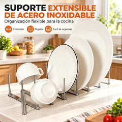 🍽️✨ Escurridor de Platos Extensible de Acero Inoxidable 430 | Organizador Plegable para Platos y Tapas de Olla | Rejilla de Drenaje para Fregadero 🍳