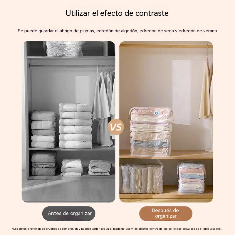 🧳【Juego de 5 piezas】💨 Bolsa de almacenamiento al vacío grande y compresible: no requiere bomba, es a prueba de fugas e ideal para ahorrar espacio en maletas y en casa ✈️