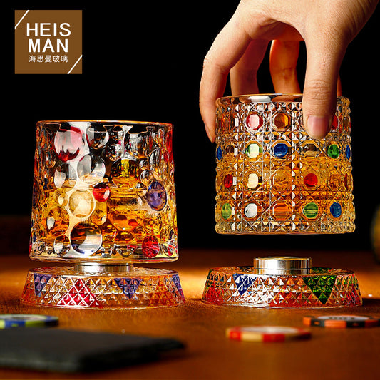 🥃【270ml】💎Vaso de whisky giratorio 360°, vaso de licor antiestrés pintado