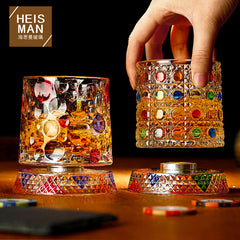 🥃【270ml】💎Vaso de whisky giratorio 360°, vaso de licor antiestrés pintado