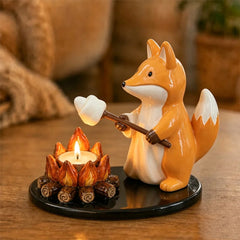 👻🔥 Portavelas de Fogata con Fantasmitas y Animales de Resina – Soporte para Vela de Té, Adorno de Escritorio 🕯️✨