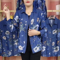 🔥【S-4XL】Camisa con estampado de mezclilla para madre de mediana edad