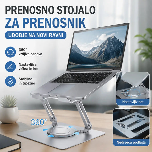 💥💻Stojalo za prenosni računalnik iz aluminijeve zlitine Vrtljivo stojalo iz aluminijeve zlitine