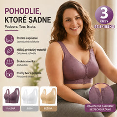 (3 kusy)【45kg-155kg】💕🎁Veľká priedušná podprsenka z mäkkej bavlny s gombíkmi vpredu