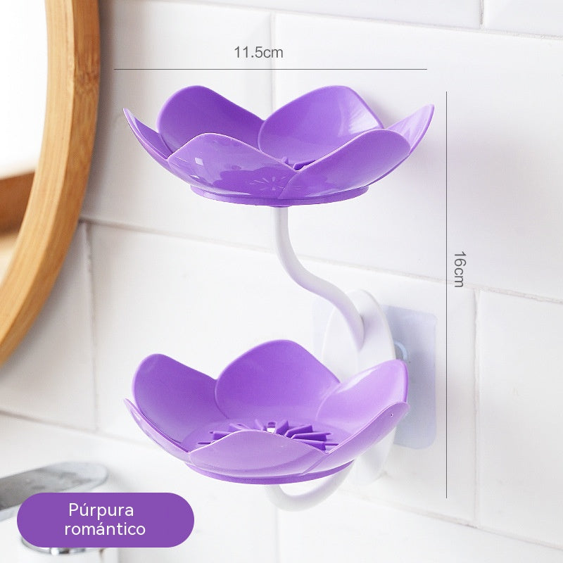 [2 piezas 26 euro] Jabonera con forma de loto, sin necesidad de taladrar, de montaje en pared, con doble capa y escurridor.