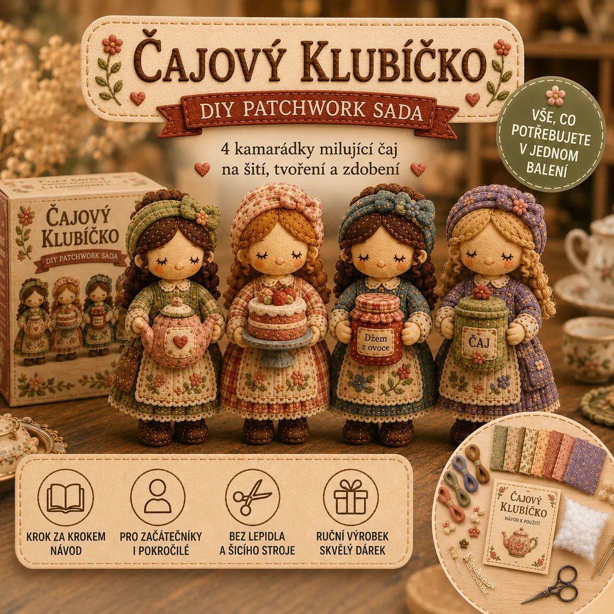 Poslední den: Využijte slevu 49 %!  Miniaturní patchworková sada ze série Miniature World.