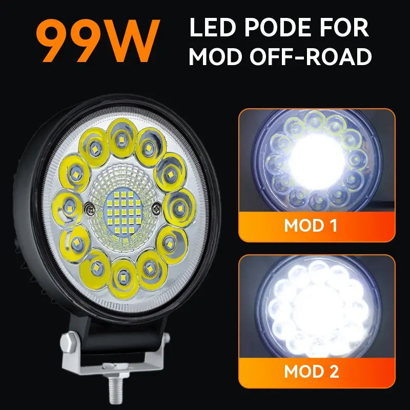 🔥【Compre 1 y obtenga 1 gratis】(2 piezas)Faros LED redondos de 99 W para coches modificados, faros auxiliares para vehículos todoterreno