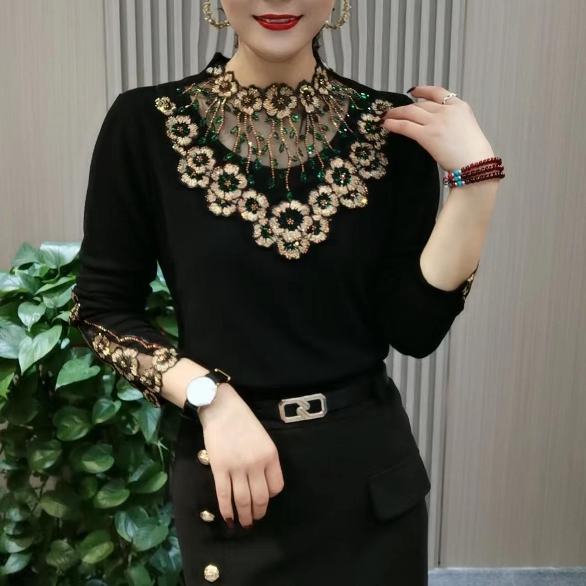 🔥【XL-6XL】😍Nueva blusa otoño-invierno con mangas largas y cuello de terciopelo de alta calidad