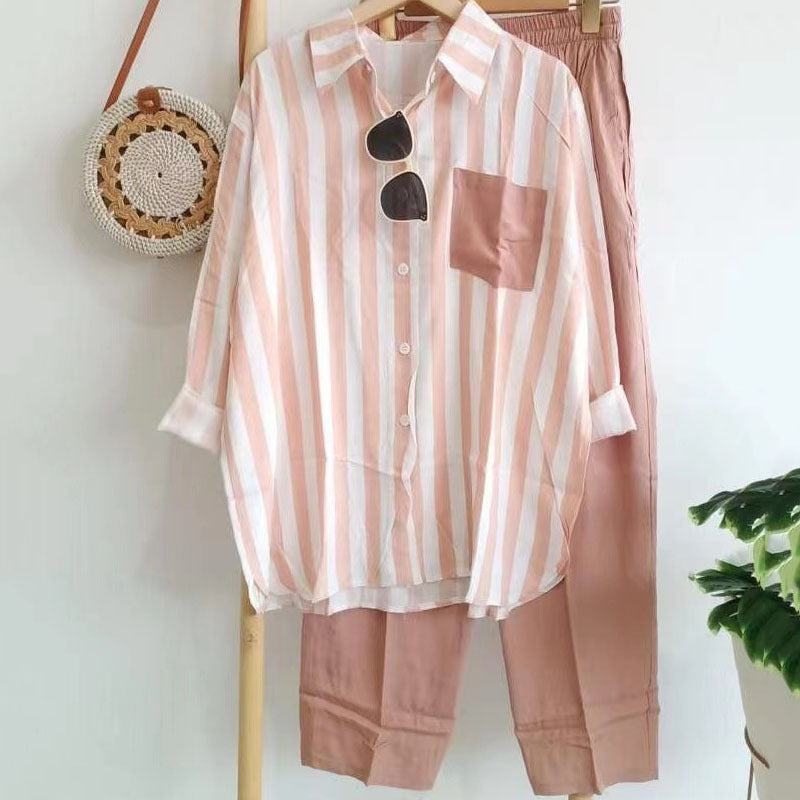 【S-5XL】 🌸Traje casual de dos piezas a rayas de primavera
