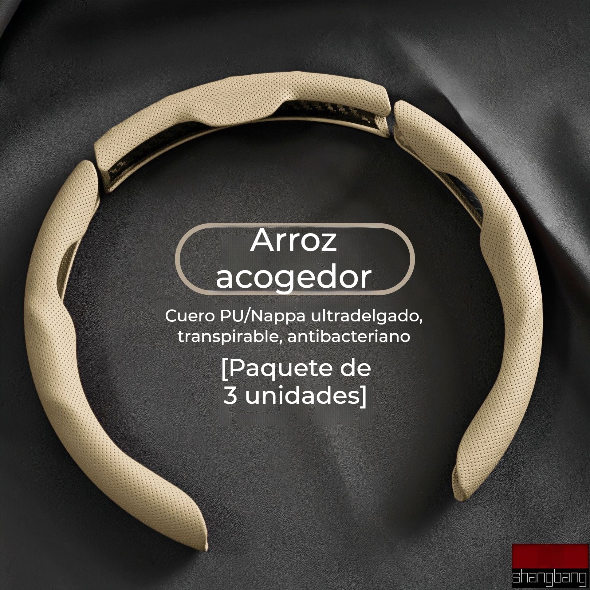 🚗Volante de cuero para coche, adecuado para todas las estaciones, antideslizante, absorbe el sudor y resistente al desgaste.