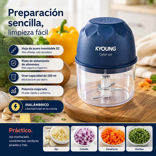 🔥【Compra 1 y llévate 1 gratis】✨Picadora de alimentos eléctrica mini inalámbrica y eficiente