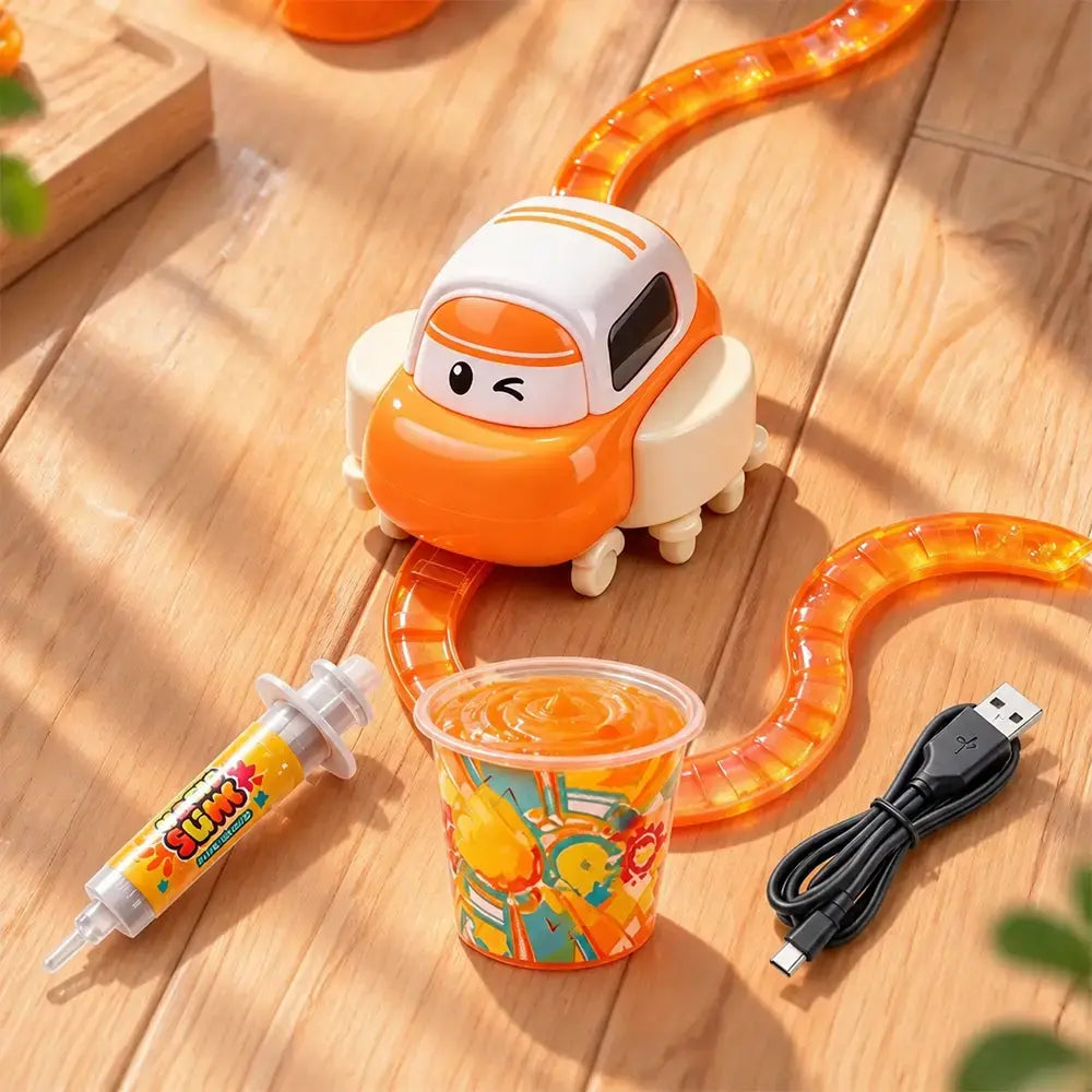 🚗🎨 Coche de Pista Automático con Slime, Juguete Interactivo que Sigue Líneas y Crea Circuitos Infinitos, Ideal para Regalo 🎁