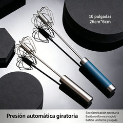 24€【 Conjunto de 2 piezas】Batidor de huevos semiautomático de acero inoxidable
