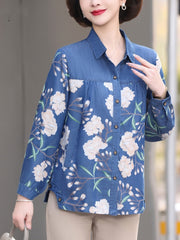 🔥【S-5XL】Camisa vaquera de seda helada para mamá de mediana edad
