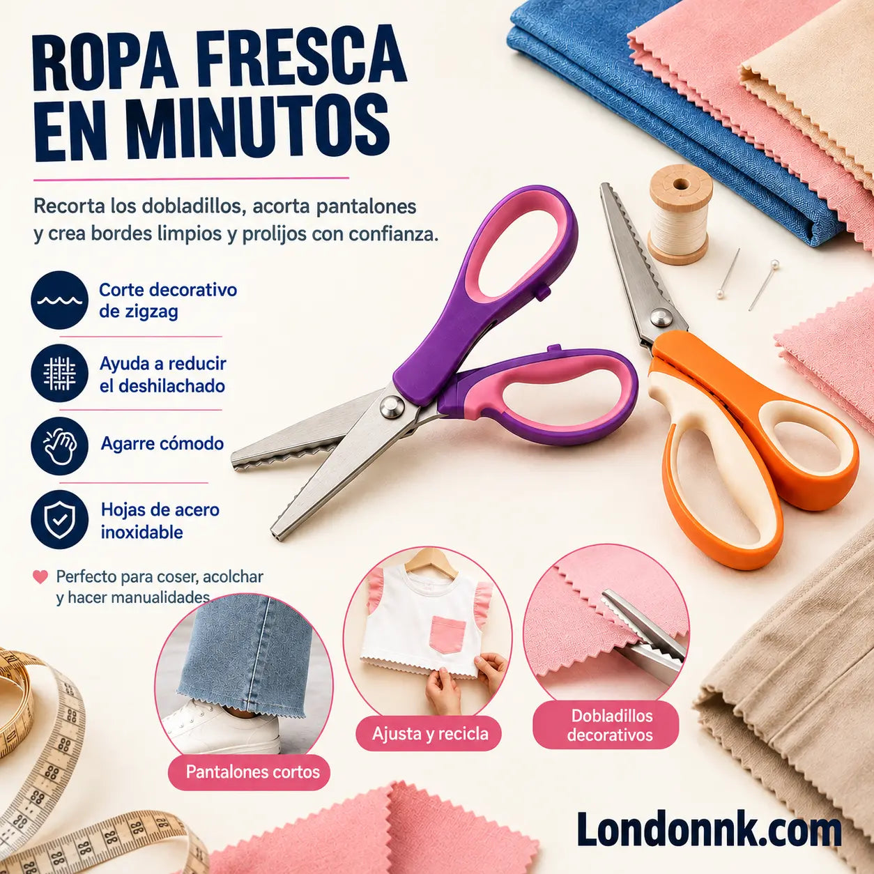 🔥✂️ Tijeras dentadas profesionales - Tijeras de tela afiladas y dentadas