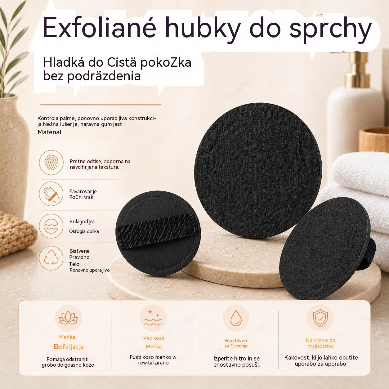 4 za 89 zł. 🚿 Gąbki peelingujące pod prysznic 🧖‍♀️✨ Gładka i czysta skóra bez podrażnień