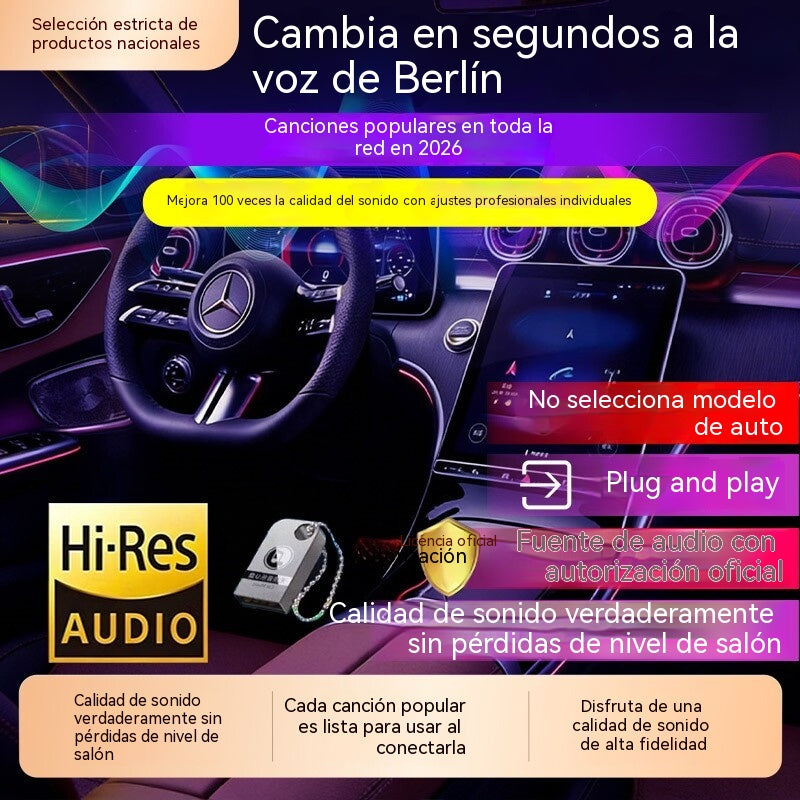 🚗🎵🎵 [Memoria USB de música] Contiene las 8000 canciones más recientes y populares, 600 videos musicales y efectos de audio 6D.