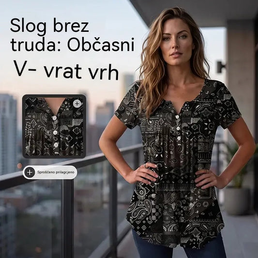 📢📢40% POPUST !! ⏰Ženski ležerni top z V-izrezom