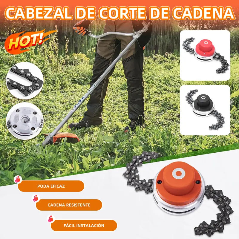 🔥Cabezal de corte de cadena/cortacésped universal（Contiene cuerpo principal + cadena + accesorios de instalación）