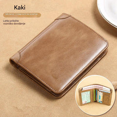 👝✨ Nueva cartera para hombre de piel auténtica con sistema antirrobo.
