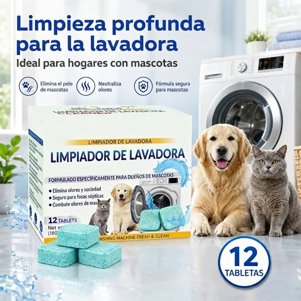 🧼【¡Compra 1 y llévate 1 gratis!】🧺 Limpiador para lavadoras de mascotas – limpia a fondo el tambor, elimina el pelo de las mascotas y neutraliza los olores. 🐾✨
