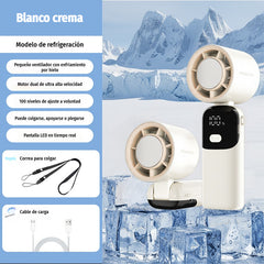 ❄️ Ventilador Portátil de Mano Refrigerante de Alta Velocidad 🌬️ 100 Niveles de Viento Ajustables ✨ Plegable y con Pantalla Digital