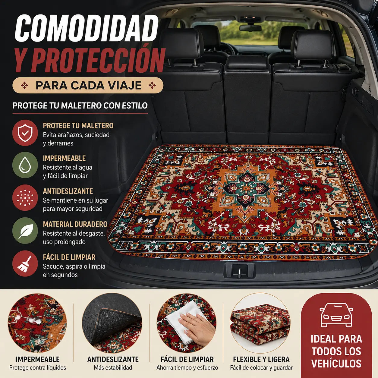 📢📢 ¡50% DE DESCUENTO! ⏰ Alfombrilla universal para maletero con base antideslizante