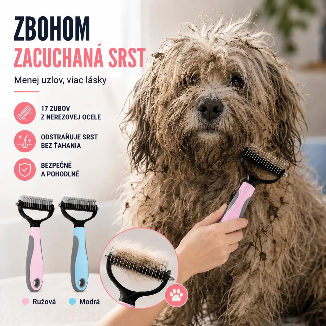 🐶【Kúpte 1 kus a získajte 1 zadarmo, 2 kusy】Obojstranná kefa na starostlivosť o domáce zvieratá a odstraňovanie chlpov