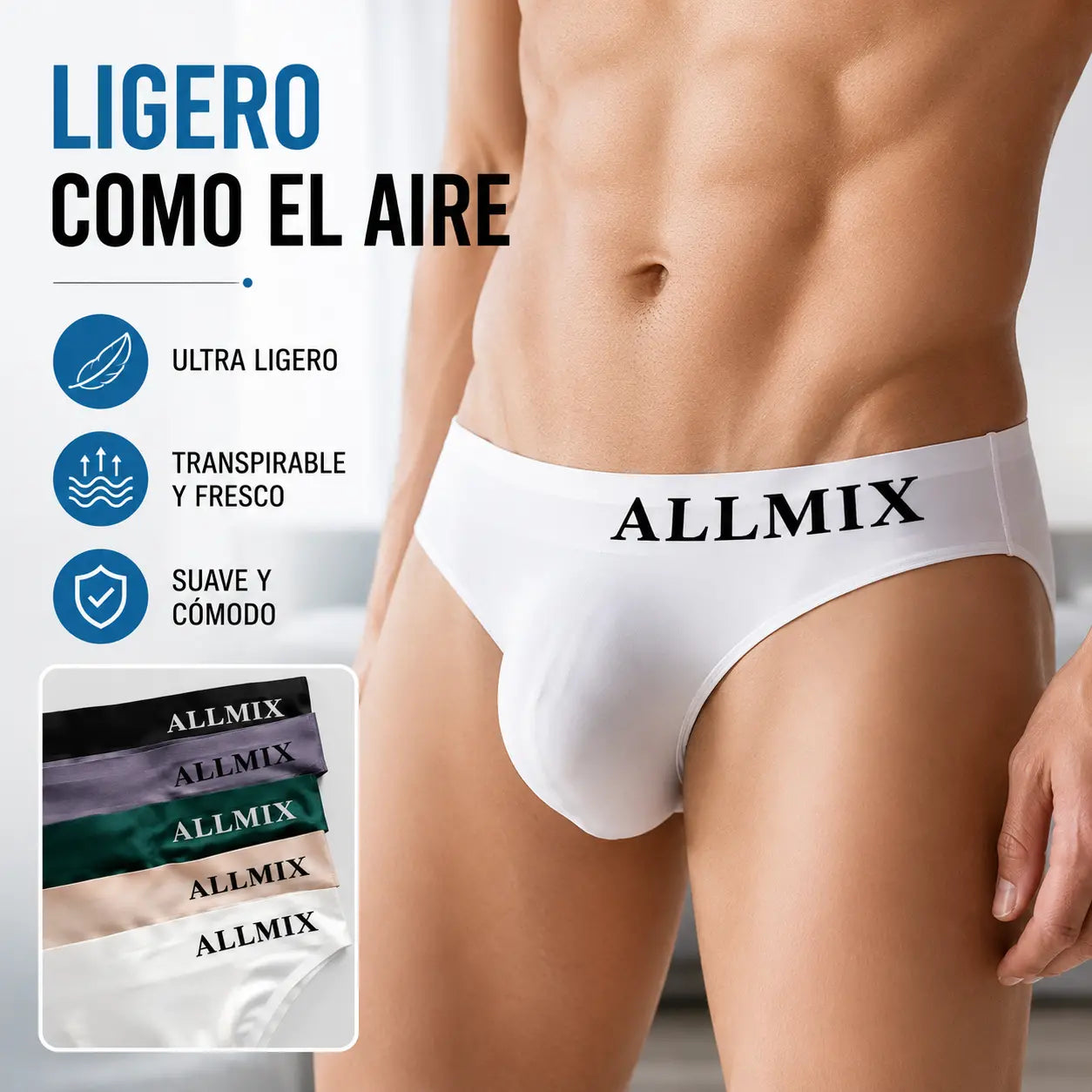 🔥【Paquete de 5】 【M-2XL】😎Nuevos calzoncillos de seda helada sin costuras de tiro bajo para hombre-【50-90kg】