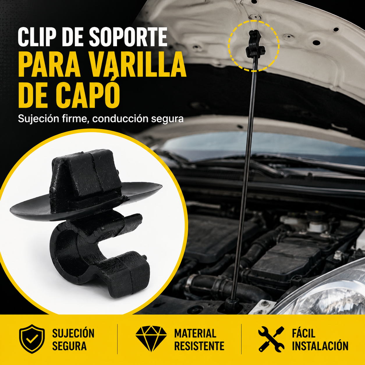 🚗🔧 Kit de montaje de soportes para el capó – Compatible con múltiples modelos