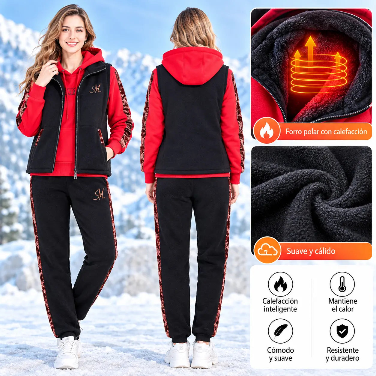 🔥【pantalón + suéter + chaqueta】Nuevo conjunto deportivo y casual de otoño/invierno 2026, acolchado y grueso.
