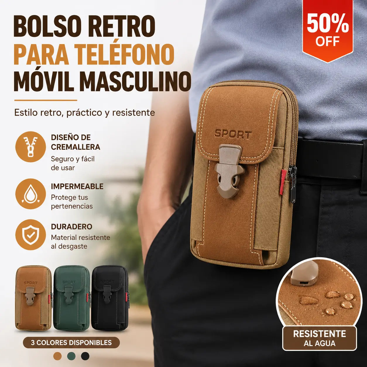 🔥Bolsa casual de hombre para exteriores, bolsa de deporte para teléfono móvil