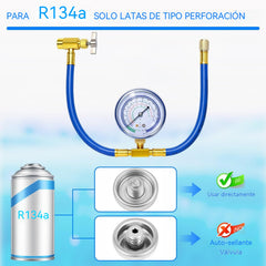 30%OFF🔧❄️ Manguera de recarga de refrigerante AC R134a con manómetro – Antifugas, fácil de leer y compatible con coches, camiones o aire acondicionado doméstico – Recarga DIY segura 🚗