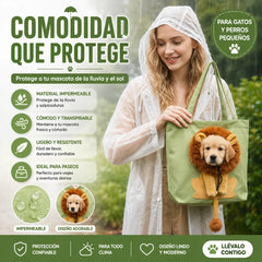 🥳¡Más vendido!🥳💞¡Más de 10.000 unidades vendidas! ✅Bolso de viaje para mascotas: diseño de cabeza abierta, estampado de melena de león, hecho de material de lona resistente.