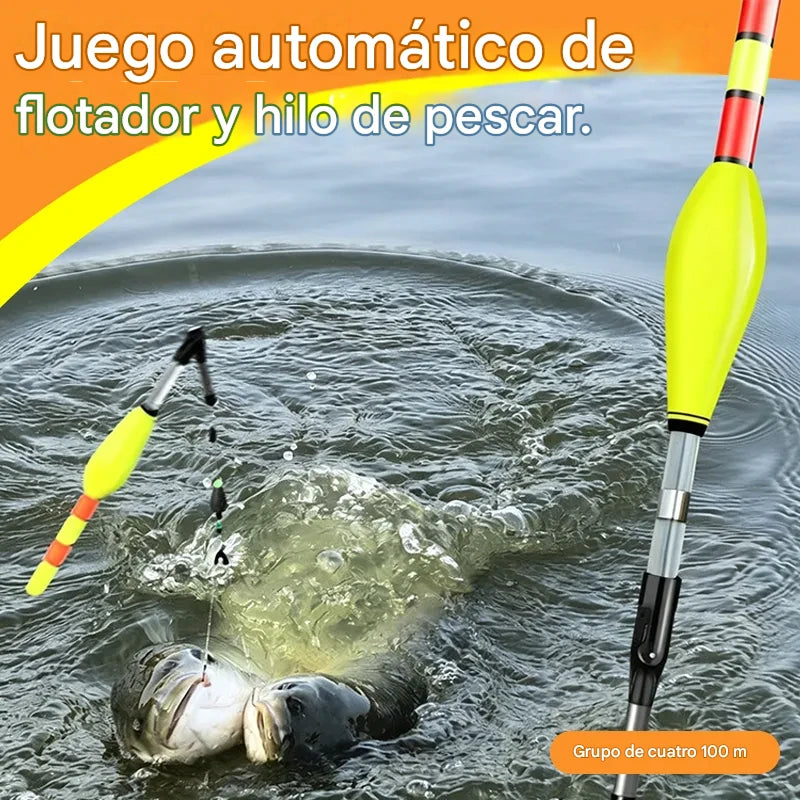 Flotador automático de profundidad ajustable con excelente visibilidad nocturna. ¡Cambia de color al instante cuando pica un pez! ¡No te pierdas ni un solo lugar de pesca!