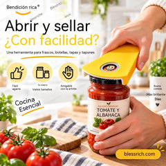 🥳Compra uno y llévate otro gratis🥳✅¡Más de 50.000 unidades vendidas! Abrelatas multifuncional: abre 6 tipos de tapas; cuenta con un diseño antideslizante y un agarre cómodo.