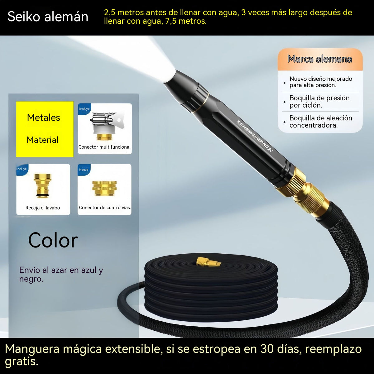 ⏰50% de descuento🔥Pistola pulverizadora de alta presión para el hogar + manguera de agua telescópica de 2.5 m